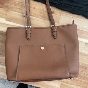 Michael Kors Brown Leather Tote Bag with Structured Design